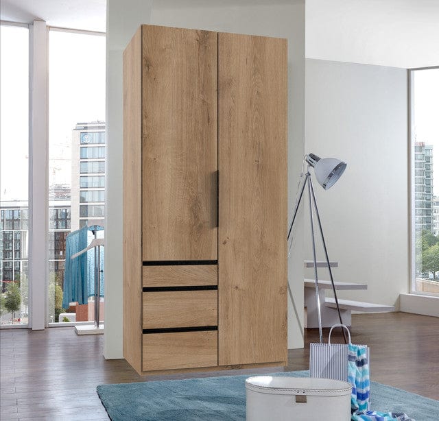 Wimex Dulap din pal, cu 2 usi si 3 sertare, Level36 Black A Stejar, l100xA58xH216 cm