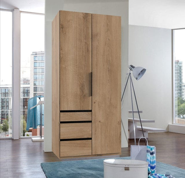 Wimex Dulap din pal, cu 2 usi si 3 sertare, Level36 Black A Stejar, l100xA58xH216 cm