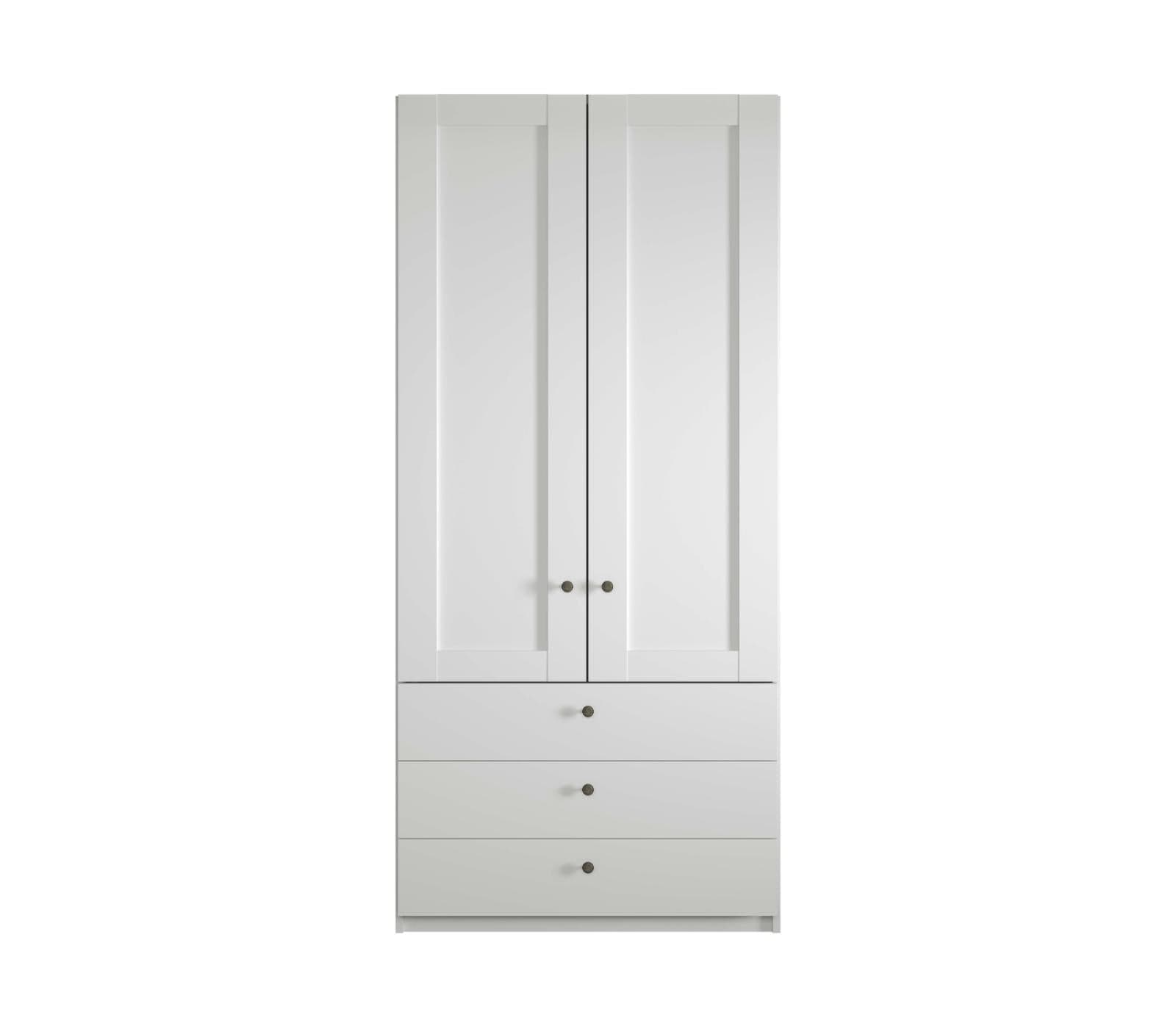 Dulap din pal, cu 2 usi si 3 sertare, Marlow Alb, l99,4xA58xH216 cm (1)