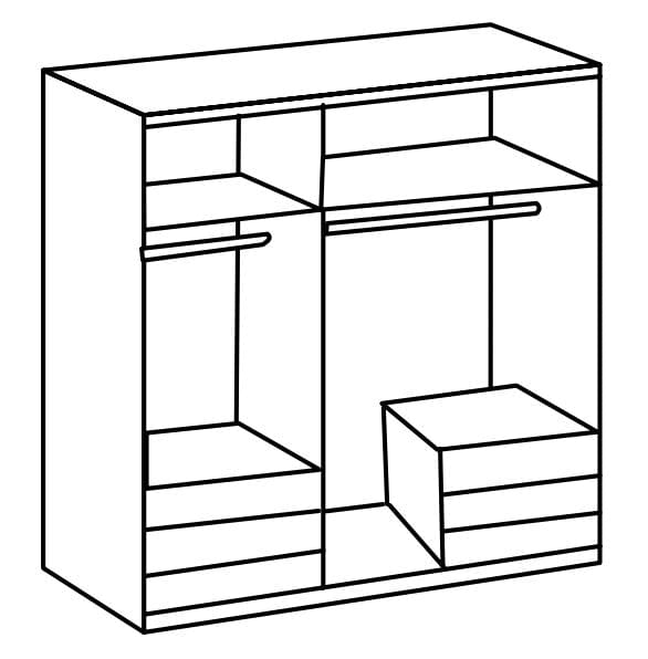 Wimex Dulap din pal, cu 3 usi, 6 sertare si oglinda, Level36 Black A Stejar, l150xA58xH216 cm