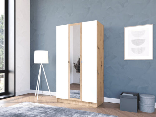 Vitorog Dulap din pal, cu 3 usi, Amos 3KO Stejar Artisan / Alb, l110xA52xH195 cm