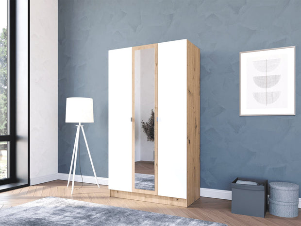 Vitorog Dulap din pal, cu 3 usi, Amos 3KO Stejar Artisan / Alb, l110xA52xH195 cm