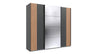 Wimex Dulap din pal, cu 3 usi glisante si oglinda, Malaga Grafit / Stejar Artisan, l225xA64xH208 cm