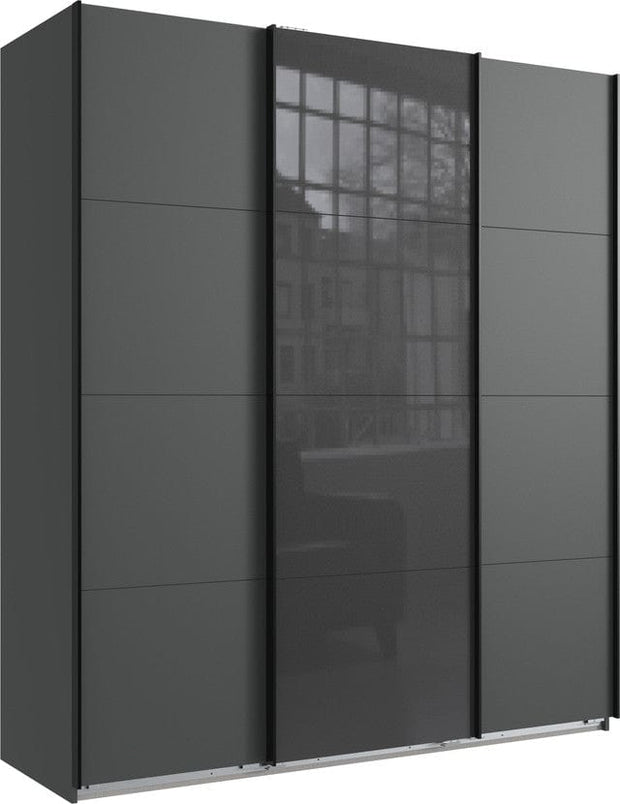 Wimex Dulap din pal, cu 3 usi glisante si oglinda, Norderstedt Grafit / Gri, l180xA64xH208 cm