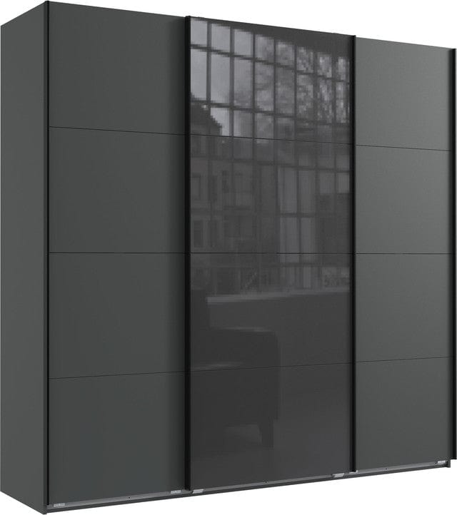 Wimex Dulap din pal, cu 3 usi glisante si oglinda, Norderstedt Grafit / Gri, l225xA64xH236 cm