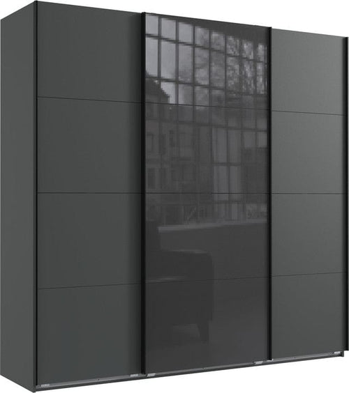 Wimex Dulap din pal, cu 3 usi glisante si oglinda, Norderstedt Grafit / Gri, l225xA64xH236 cm