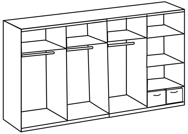 Wimex Dulap din pal, cu 3 usi glisante si oglinda, Norderstedt II Grafit / Stejar, l360xA64xH236 cm