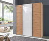 Wimex Dulap din pal, cu 3 usi glisante si oglinda, Norderstedt Stejar Artisan / Alb, l180xA64xH208 cm