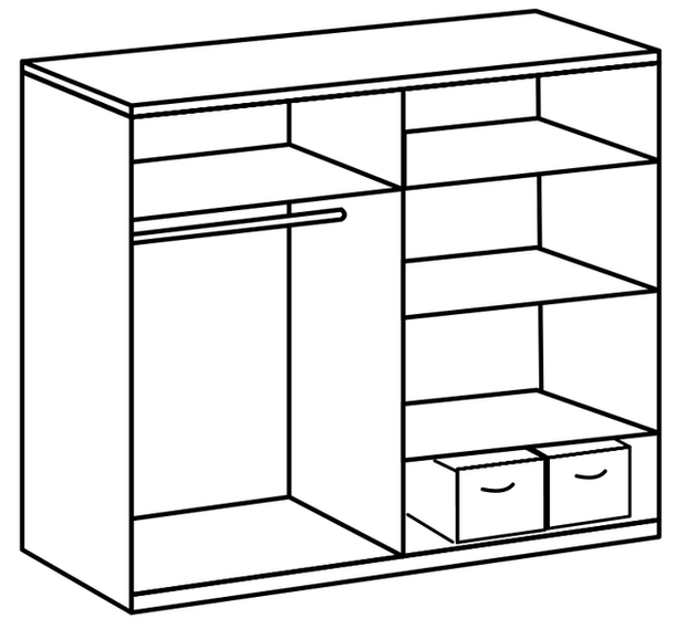 Wimex Dulap din pal, cu 3 usi glisante si oglinda, Norderstedt Stejar Artisan / Alb, l225xA64xH208 cm