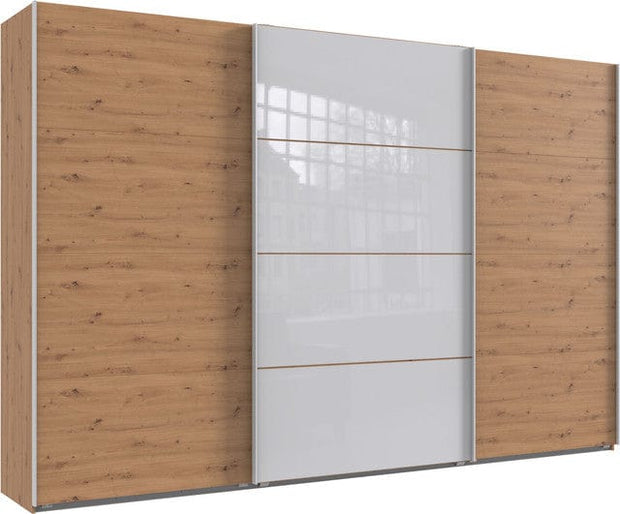 Wimex Dulap din pal, cu 3 usi glisante si oglinda, Norderstedt Stejar Artisan / Alb, l360xA64xH236 cm