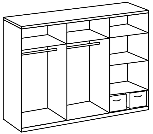 Wimex Dulap din pal, cu 3 usi glisante si oglinda, Norderstedt Stejar Artisan / Gri, l313xA64xH236 cm
