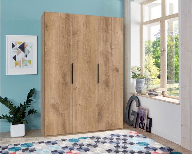 Wimex Dulap din pal, cu 3 usi, Level36 Black A Stejar, l150xA58xH216 cm