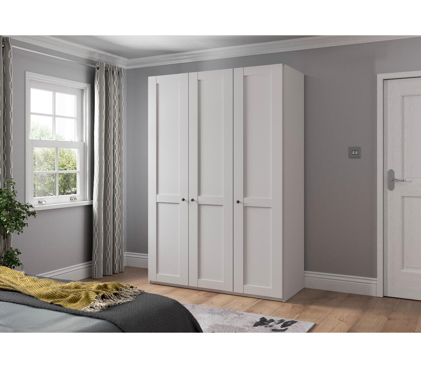 Dulap din pal cu 3 usi, Marlow Alb, l148,4xA58xH216 cm (1)