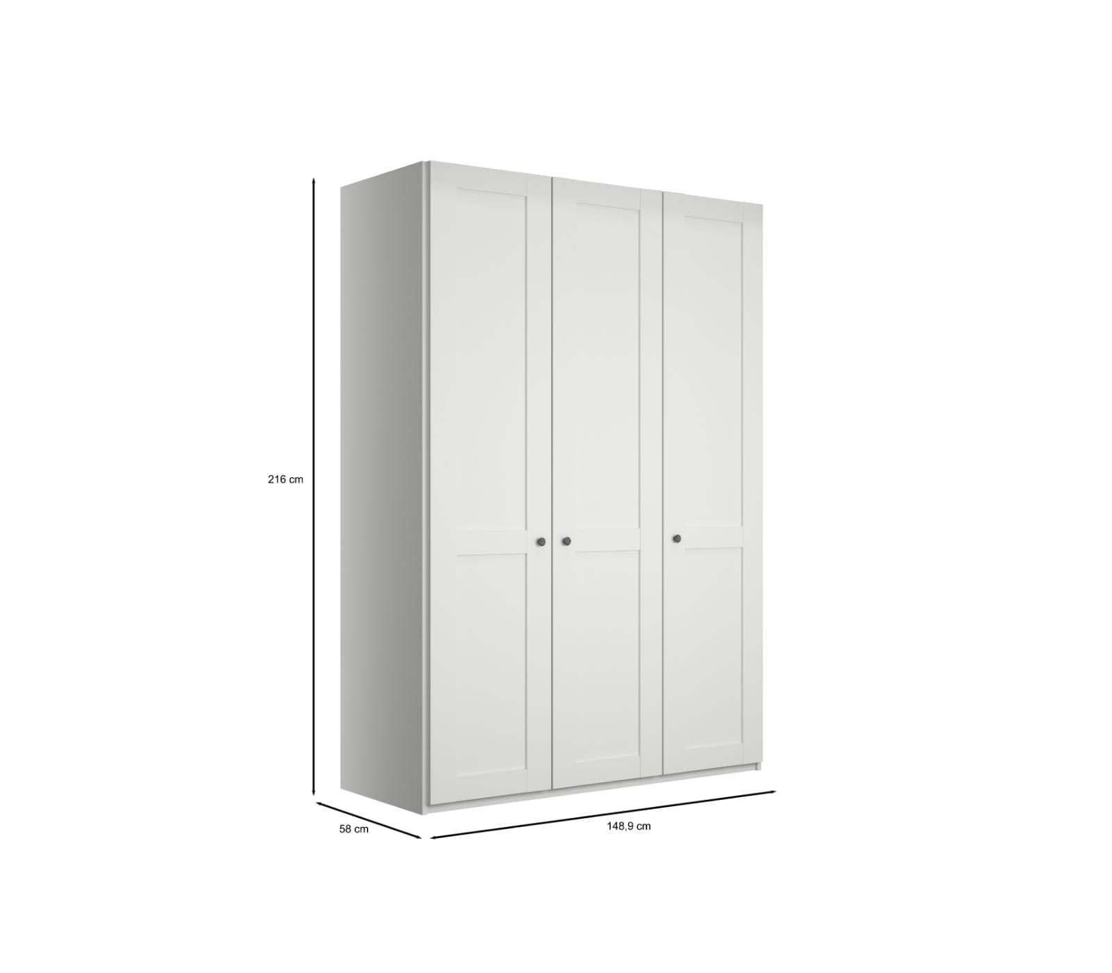 Dulap din pal cu 3 usi, Marlow Alb, l148,4xA58xH216 cm (6)