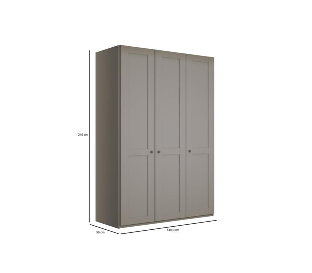 Dulap din pal cu 3 usi, Marlow Gri, l148,4xA58xH216 cm (6)