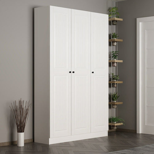 Dulap din pal, cu 3 usi, Noah 8243 Alb, l135xA35xH210 cm