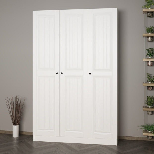 Dulap din pal, cu 3 usi, Noah 8243 Alb, l135xA35xH210 cm (2)