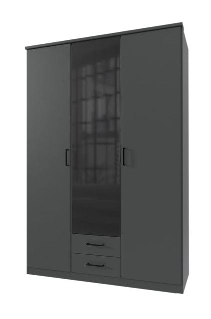 Wimex Dulap din pal, cu 3 usi si 2 sertare, Soest Grafit / Negru, l135xA58xH199 cm
