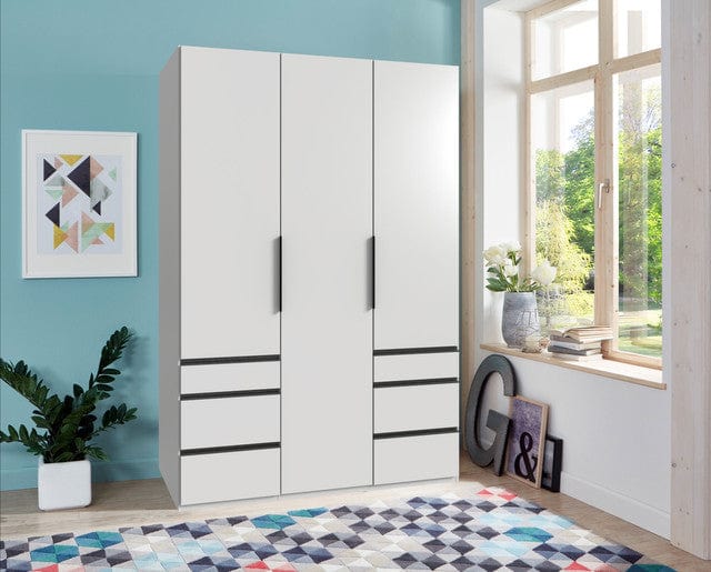 Wimex Dulap din pal, cu 3 usi si 6 sertare, Level36 Black A Alb, l150xA58xH216 cm