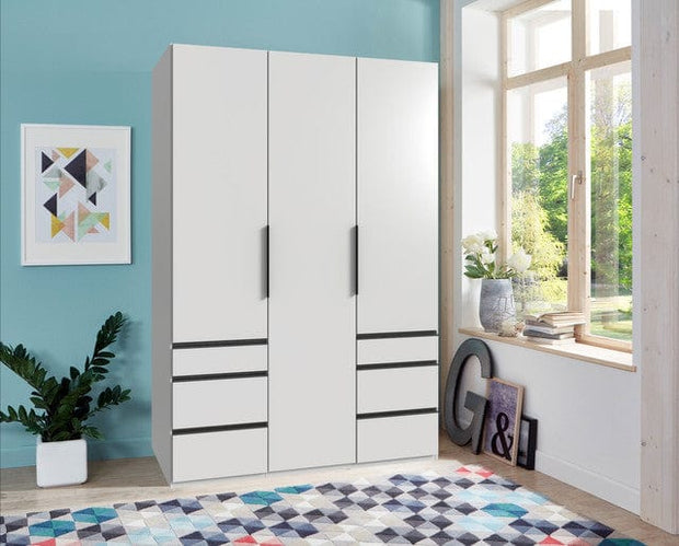 Wimex Dulap din pal, cu 3 usi si 6 sertare, Level36 Black A Alb, l150xA58xH216 cm