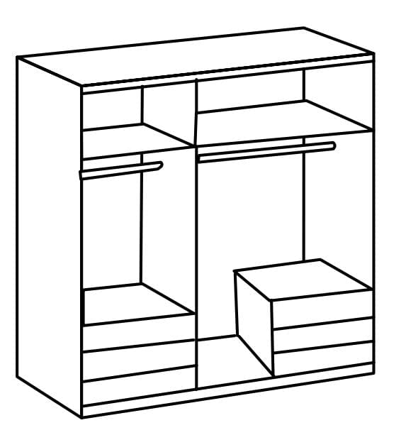Wimex Dulap din pal, cu 3 usi si 6 sertare, Level36 Black A Stejar, l150xA58xH216 cm