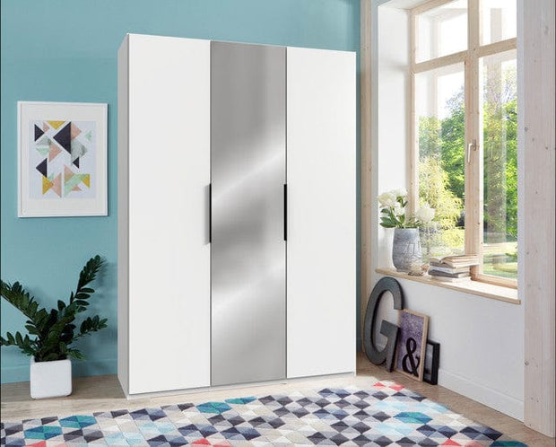 Wimex Dulap din pal, cu 3 usi si oglinda, Level36 Black A Alb, l150xA58xH216 cm