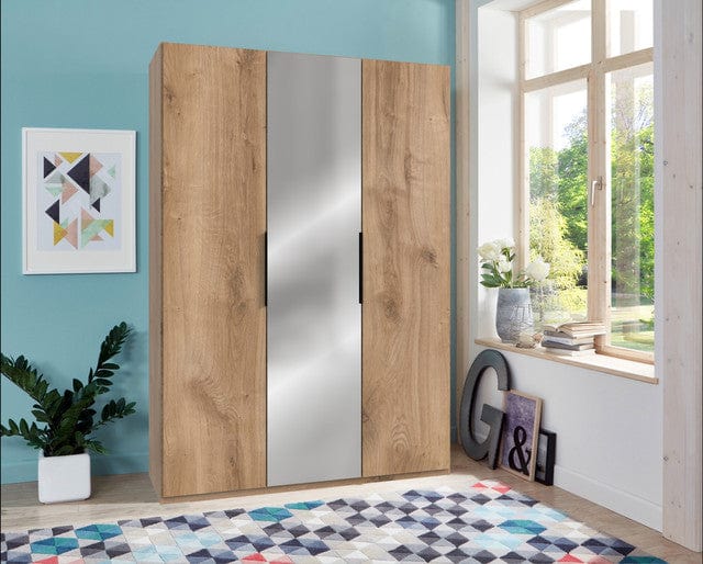 Wimex Dulap din pal, cu 3 usi si oglinda, Level36 Black A Stejar, l150xA58xH216 cm