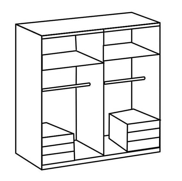 Wimex Dulap din pal, cu 4 usi, 6 sertare si oglinda, Level36 Black A Stejar, l200xA58xH216 cm