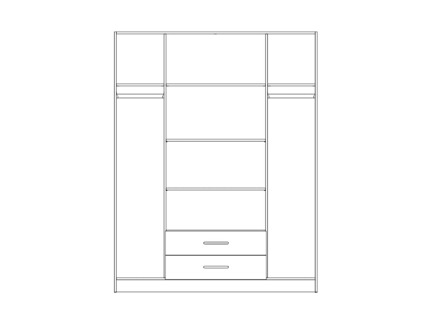 Vitorog Dulap din pal, cu 4 usi si 2 sertare, Basic 4K2FO Stejar Artisan, l160xA52xH205 cm