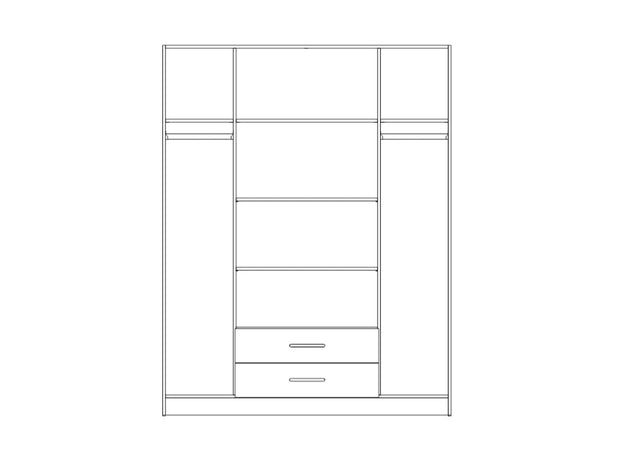 Vitorog Dulap din pal, cu 4 usi si 2 sertare, Basic 4K2FO Stejar Artisan, l160xA52xH205 cm