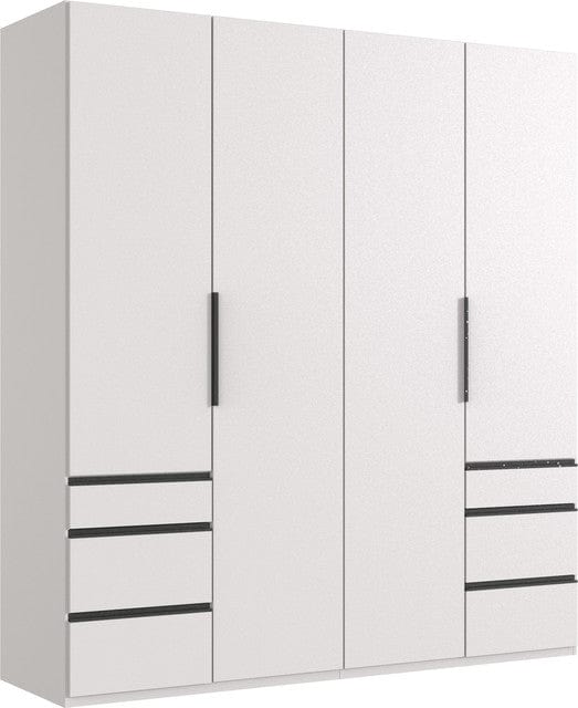 Wimex Dulap din pal, cu 4 usi si 6 sertare, Level36 Black A Alb, l200xA58xH216 cm