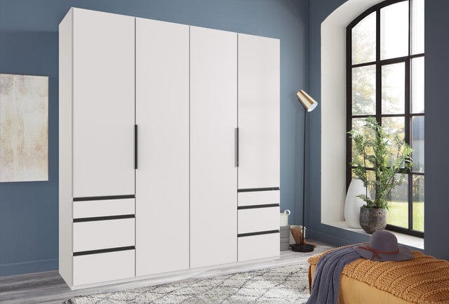 Wimex Dulap din pal, cu 4 usi si 6 sertare, Level36 Black A Alb, l200xA58xH216 cm