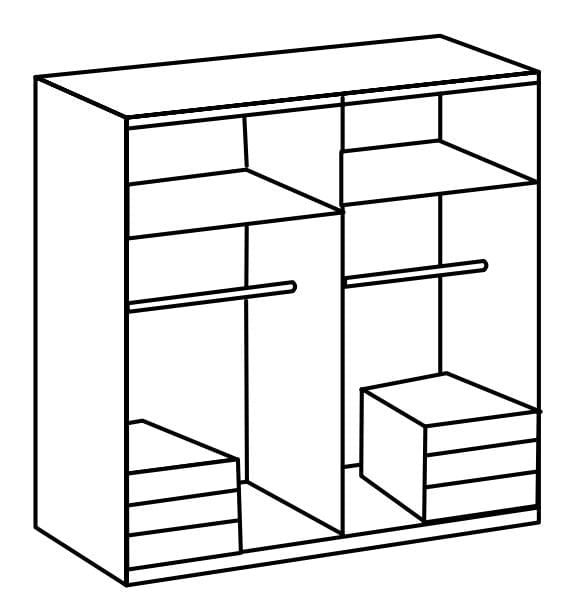Wimex Dulap din pal, cu 4 usi si 6 sertare, Level36 Black A Alb, l200xA58xH216 cm