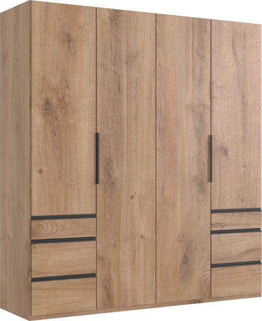 Wimex Dulap din pal, cu 4 usi si 6 sertare, Level36 Black A Stejar, l200xA58xH216 cm