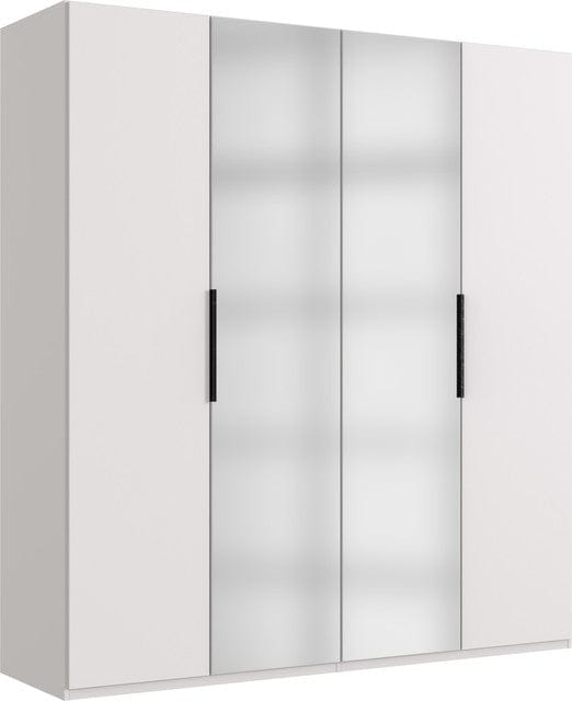 Wimex Dulap din pal, cu 4 usi si oglinda, Level36 Black A Alb, l200xA58xH216 cm