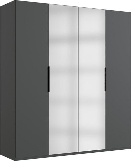 Wimex Dulap din pal, cu 4 usi si oglinda, Level36 Black A Grafit, l200xA58xH216 cm