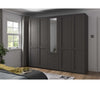 Dulap din pal, cu 5 usi, 3 sertare si oglinda, Marlow Grafit, l246,3xA58xH216 cm (2)
