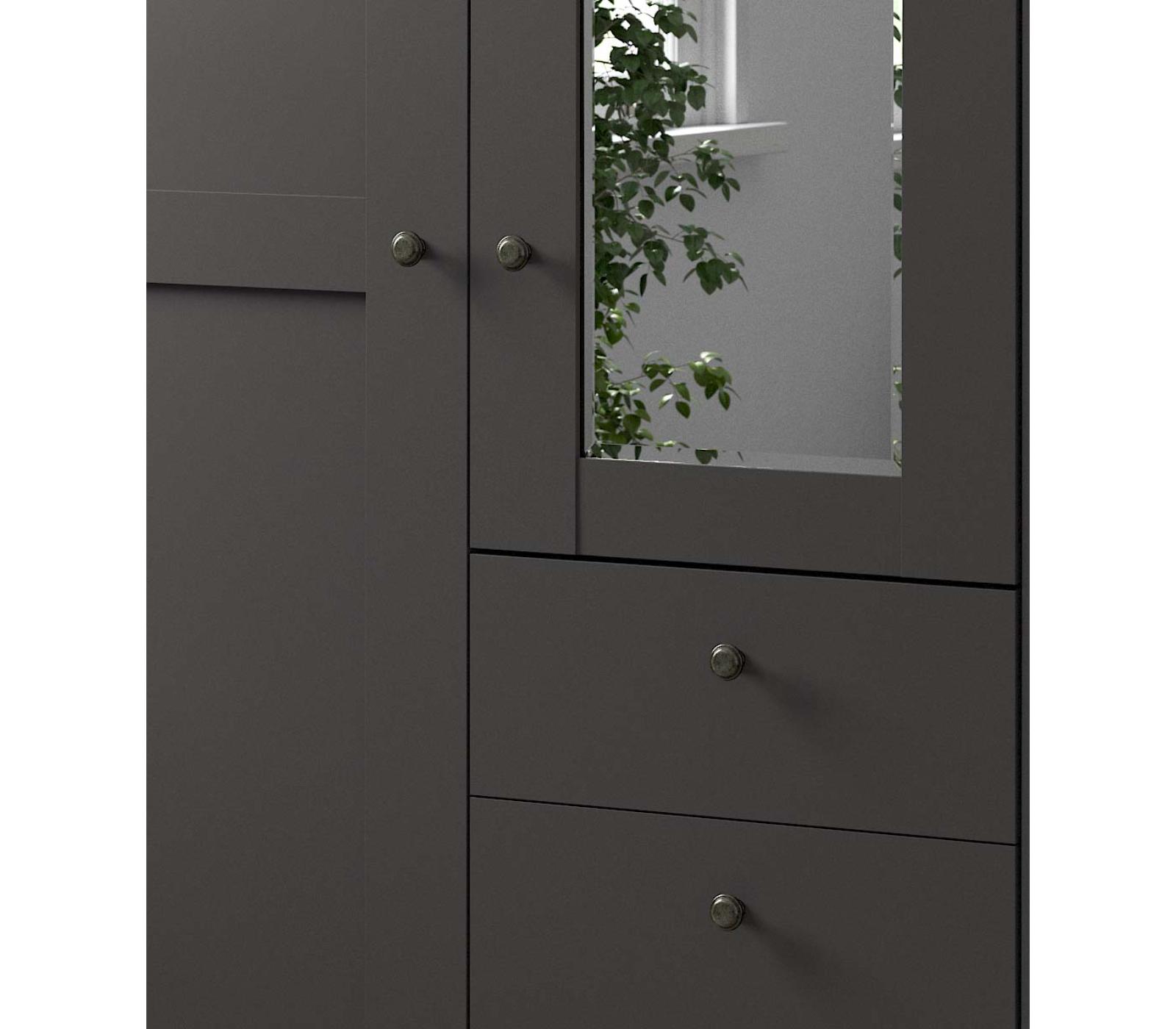 Dulap din pal, cu 5 usi, 3 sertare si oglinda, Marlow Grafit, l246,3xA58xH216 cm (8)