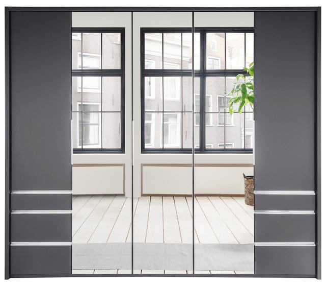 Wimex Dulap din pal, cu 5 usi, 6 sertare si oglinda, Everly Grafit, l250xA58xH216 cm