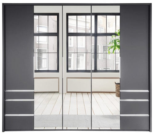 Wimex Dulap din pal, cu 5 usi, 6 sertare si oglinda, Everly Grafit, l250xA58xH216 cm