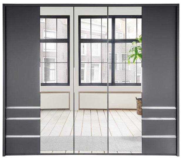 Wimex Dulap din pal, cu 5 usi, 6 sertare si oglinda, Everly Grafit, l250xA58xH216 cm