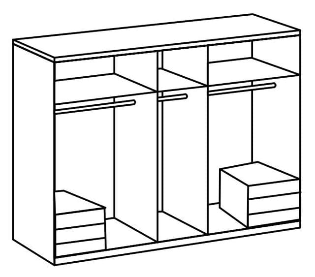 Wimex Dulap din pal, cu 5 usi, 6 sertare si oglinda, Level36 Black A Stejar, l250xA58xH216 cm
