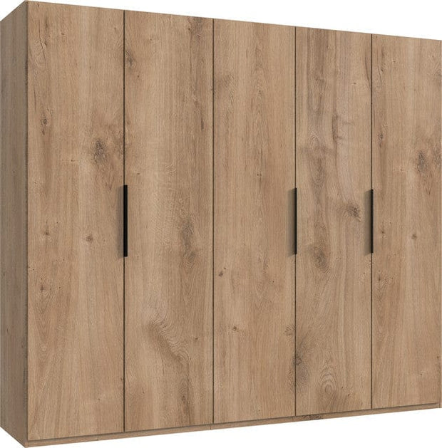 Wimex Dulap din pal, cu 5 usi, Level36 Black A Stejar, l250xA58xH216 cm