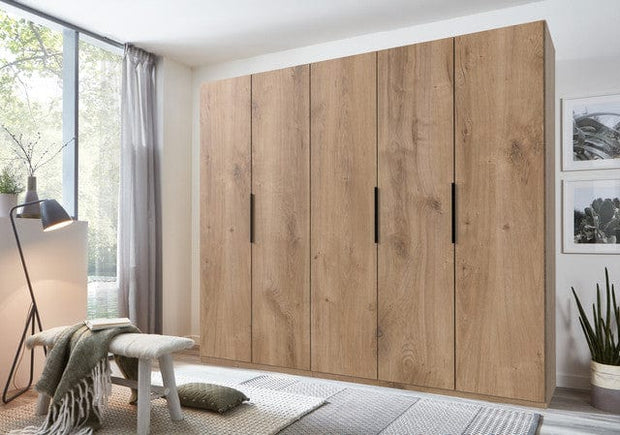 Wimex Dulap din pal, cu 5 usi, Level36 Black A Stejar, l250xA58xH216 cm