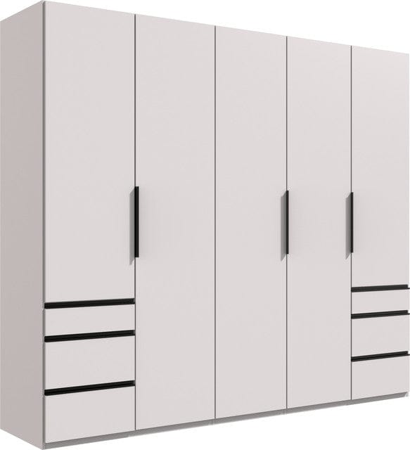 Wimex Dulap din pal, cu 5 usi si 6 sertare, Level36 Black A Alb, l250xA58xH216 cm