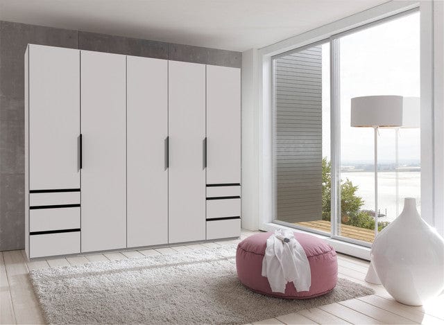 Wimex Dulap din pal, cu 5 usi si 6 sertare, Level36 Black A Alb, l250xA58xH216 cm