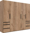 Wimex Dulap din pal, cu 5 usi si 6 sertare, Level36 Black A Stejar, l250xA58xH216 cm