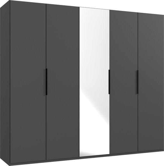 Wimex Dulap din pal, cu 5 usi si oglinda, Level36 Black A Grafit, l250xA58xH216 cm