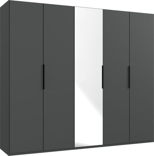 Wimex Dulap din pal, cu 5 usi si oglinda, Level36 Black A Grafit, l250xA58xH216 cm