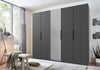Wimex Dulap din pal, cu 5 usi si oglinda, Level36 Black A Grafit, l250xA58xH216 cm